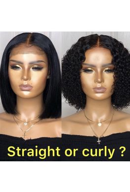 4x4 Lace closure bob wig Indian virgin human hair--hb484