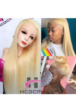 #613 blonde Silk Straight Pre plucked Full lace wig Brazilian virgin human hair--hb100