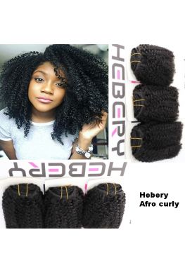 Afro curly human hair clips in hair extensions--hc01