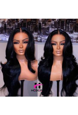 5x5 HD Lace Closure wig Alluring Wave Brazilian virgin human hair Pre plucked Hairline--hd586