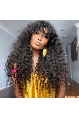 Pre plucked soft curly 360 wig Brazilian virgin human hair--hb686
