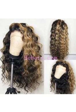 Blonde highlights Beyonce wave 360 wig pre plucked Brazilian virgin hair--hb309