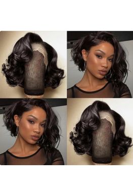 Wave bob 360 lace wig unprocessed brazilian virgin bleached knots baby hair--hb013