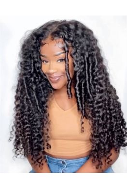 Burmese Curly Lace front wig Brazilian virgin hair Pre plucked hairline--hb697