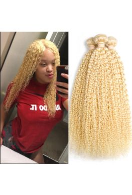 Brazilian Virgin 613 blonde color curly 3 Bundles 9A+--hw666