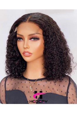 5x5 HD Lace Closure Wig Curly Bob undetectable skin melt Brazilian virgin human hair Pre plucked--hd589