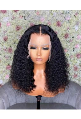 Stock Curly Bob 13*6 HD Lace Front Wig Brazilian Virgin Pre plucked--hd346