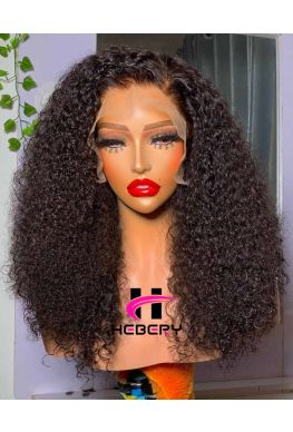 Curly hair Lace front wig Brazilian virgin hair Pre plucked hairline--hb679