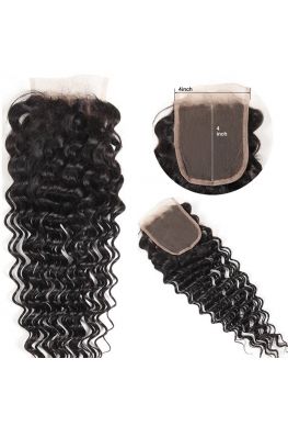 4X4 lace closure Brazilian Virgin deep wave--hc08