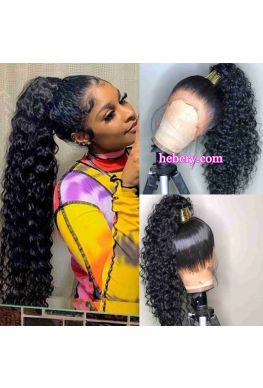 Deep curly 360 wig pre-plucked glueless wig brazilian virgin human hair--hb007