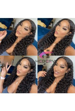 Brazilian Virgin Deep Curly Bleached Knots Lace Front Wig--hb900
