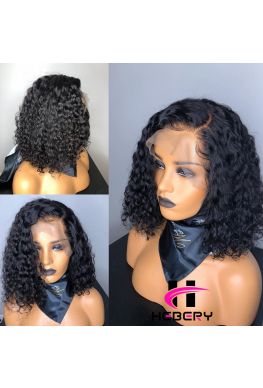 Deep wave bob pre-plucked 360 wig unprocessed brazilian virgin bleached knots baby hair--hb666