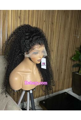 Exotic curly Pre-plucked 360 wig with Afro hairline Brazilian virgin human hair--hb647
