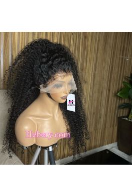 Exotic curly Pre-plucked 360 wig with Afro hairline Brazilian virgin human hair--hb647