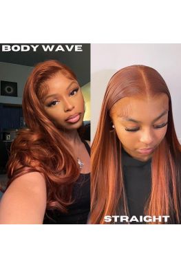 Ginger loose wave 360 lace Wig Brazilian Virgin Human Hair Pre plucked hairline--hb355
