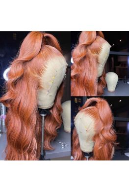 Ginger Brazilian virgin human hair 13*6 HD Lace Front Wig Pre plucked hairline--hd243