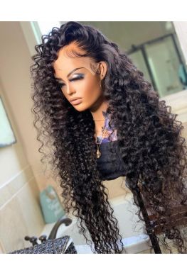 Luxe deep wave Skin Melt 13*6 HD Lace Front Wig Brazilian Virgin hair Pre plucked hairline--hd677