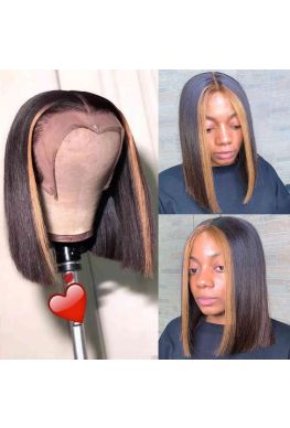 Highlight Bob 2x4 Lace front wig blunt cut-hb040