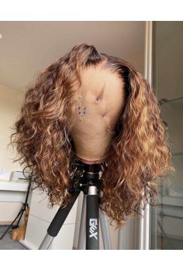 Stock Highlight curls 360 wig Pre plucked hairline--hb883