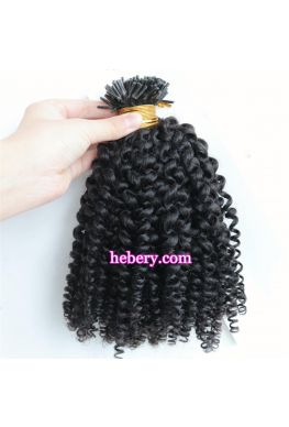 10A microlink i Tips hair extension kinky curl Brazilian virgin human hair--htp06