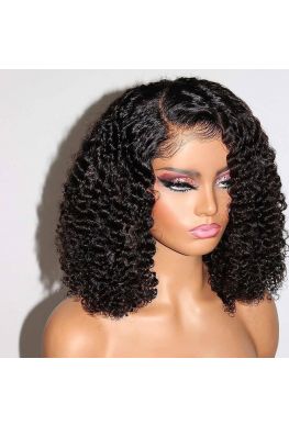 Kinky Curl Bob Style 13x6 wig Brazilian virgin hair Pre plucked--hb637