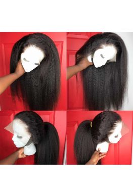 Kinky straight 360 wig pre plucked brazilian virgin human hair--hb009