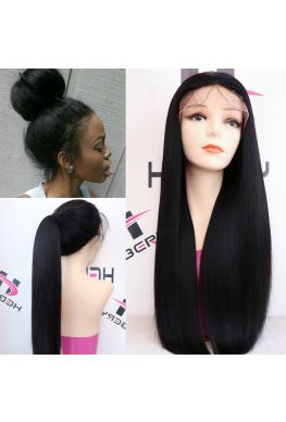 Brazilian virgin Light yaki bleached knots Lace front wig--hb922