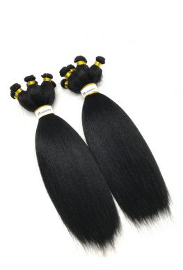 Brazilian Virgin light yaki Hair Hand tied Weave 3 Bundles--hhw01