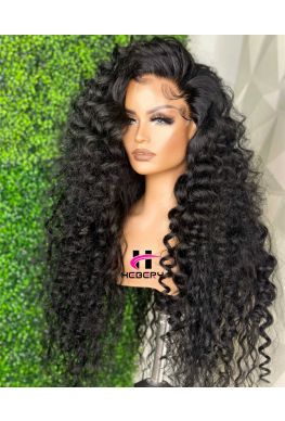 Luxe deep wave Skin Melt 13*6 HD Lace Front Wig Brazilian Virgin hair Pre plucked hairline--hd677