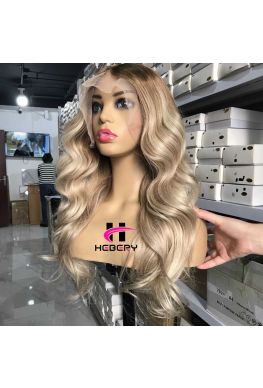 Luxury Long Ombre Blonde Human Hair Wigs for white women--HL599