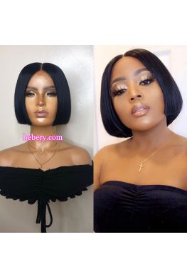 Pre plucked middle parting bob 13x6 Glueless Lace Front Wig Brazilian virgin human hair--hb985