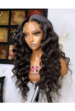 5x5 HD Lace Closure wig Ocean Wave undetectable skin melt Brazilian virgin human hair Pre plucked--hd557