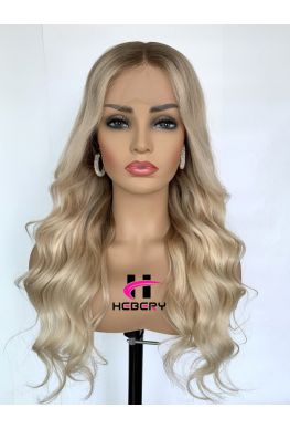 Ombre Blonde Loose Wave Luxury Human Hair 13x4 lace front wig Pre plucked hairline--hb485