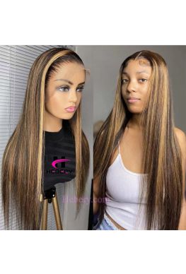 Ombre brown highlights pre-plucked 360 wig Brazilian virgin human hair--hb388