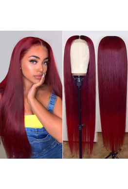 Ombre wine red pre-plucked 360 wig Brazilian virgin human hair--hb346