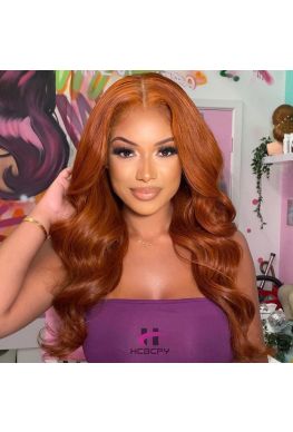 Orange Cooper Loose Wave 360 Wig Brazilian Virgin Human Hair 250% Density--hb573