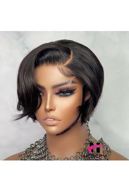 Stock Pixie bob 13*6 Lace frontal wig Brazilian virgin human hair--hb787