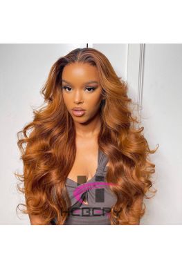 Scottish Ginger Color Waves 360 Wig Brazilian Virgin Human Hair Pre-plucked Hairline --hb563