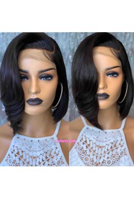 Pre plucked Sexy Cut Bob Lace Front Wig Brazilian virgin human hair--hb623