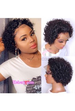 short curly pixie cut wig 13x6 wig Glueless Lace front Brazilian virgin hair Pre plucked--hb929