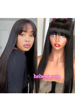 Silk Bangs 5*5 HD Lace Closure wig undetectable skin melt Brazilian virgin human hair Pre plucked--hd585