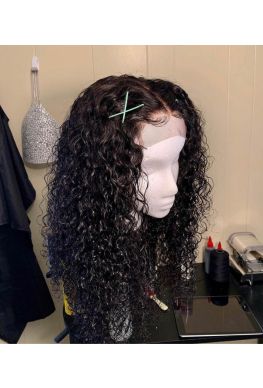 4x4 Lace closure wig Curly hair Indian virgin human hair--hb474