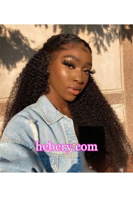 Pre plucked spiral curly 13x6 wig Glueless Lace front Brazilian virgin hair--hb979