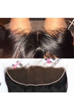 13x4 lace frontal Brazilian Virgin Silky Straight bleached knots--hf01