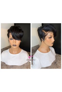 Stock Pixie Bob 13x6 Lace Frontal Wig Brazilian Virgin Human Hair--hb777