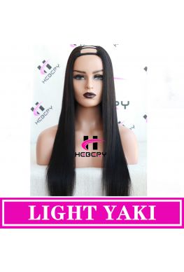 Affordable U part Wig Light Yaki Brazilian Virgin Human Hair Beginner Friendly--HU589