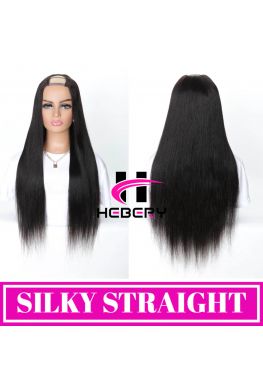Affordable U part Wig Silk Straight Virgin Human Hair Beginner Friendly--HU527