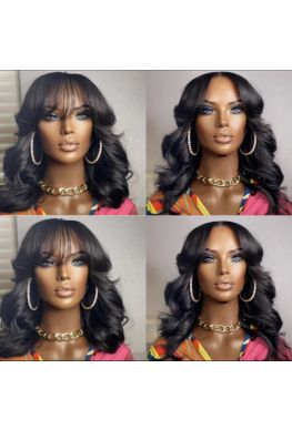 Brazilian Virgin Human Hair 360 Wig Loose Wave With Bangs--hb357