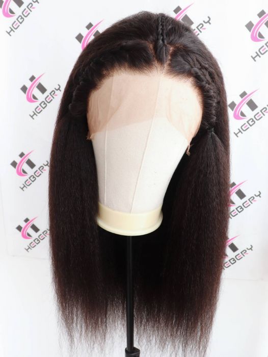 Hebery Kinky Straight 360 Wig Pre Plucked Brazilian Virgin Human