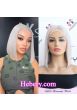 Silver grey Blunt Cut Straight Bob 100% Human Hair Lace Front Wig--hb233
